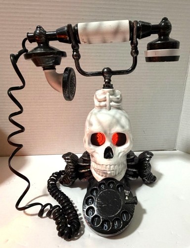 Vtg halloween skull telephone - vtg,