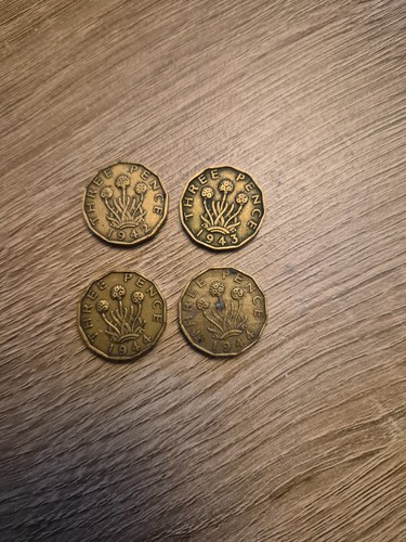 King george three pence coins - king,