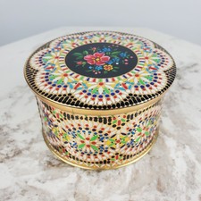 Vtg Black Floral Enameled