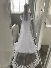 WHUTE ELEGANT WEDDING DRESS AND VAIL 