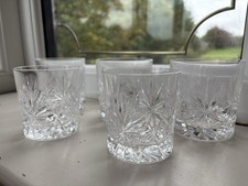 5 x Edinburgh Crystal Star Of Edinburgh Whiskey Tumblers Glasses - 3.25” And 3”