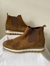 GABOR COMFORT  Tan Brown Suede Low wedge Chelsea ankle boots SIZE 4.5