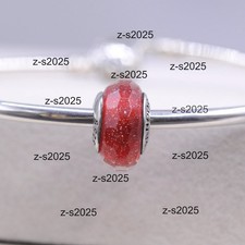 Pandora Red Shimmer Faceted Murano Glass Charm Bead Sterling Silver