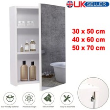 Single Door Bathroom Mirror Cabinet Wall Mounted with Adjustable Storage Shelf
