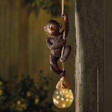 Swinging Monkey Garden Light Ornament Hanging Outdoor Animal Decor Rope Climbing