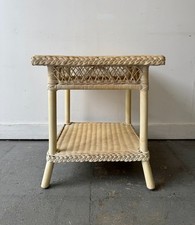 Wicker Rattan Side Table Painted White