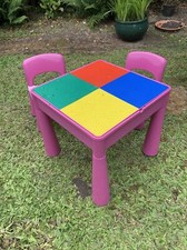 Lego Blocks play Table Next -Pink plastic activity table & Chairs Reversable top