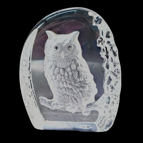 Wedgwood crystal etched owl - crystal,