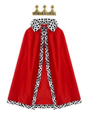 KING CHARLES COSTUME CORONATION ROBE CAPE KING KIDS FANCY DRESS ONE SIZE 120cm