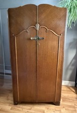 Antique English Art Deco Armoire 1930's Vintage Wardrobe Storage