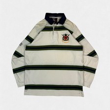 Vintage 90s Nottingham Cotton Oxford long sleeve rugby shirt white large