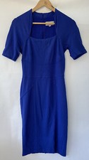 Mary Portas Blue Stretch Viscose Blend Dress Size 10 Short Sleeve