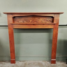 Original Edwardian Antique Solid Oak Wooden Fireplace Mantle Surround
