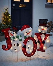 Outdoor Lit Joyful Snowmen