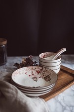 Ceramic Chinese Tableware Gift Set 12pcs – Bowls Plates Spoons – Dishwasher Safe