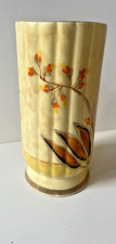 Art deco 1930's Arthur Wood ribbed vase, hand painted Autumnal floral design.