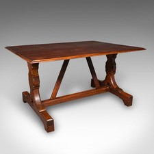 Antique Six Seat Country Kitchen Dining Table, English Oak, Refectory, Victorian