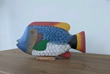 Vintage Colourful Carved Wooden tropical Exotic Fish Folk Art