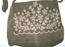 Zara Woman Cut Out Suede Satchel khaki green cross-body bag good condition