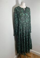 ZARA maxi dress M VGC pattern print half button front tiered black floral