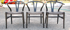DINING CHAIRS X3 BLACK & GREY DANISH HANS WEGNER STYLE EXC. LE8