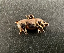 9ct Vintage Solid Yellow Gold Detailed Pig Charm, Hallmarked, Jewellery, Pendant