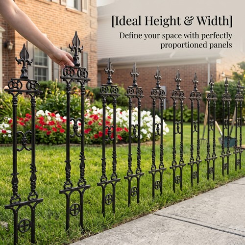 Black cast iron fence panel - fence,