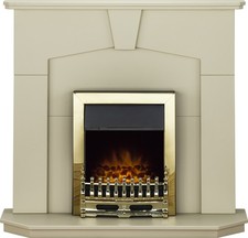 Adam Abbey Fireplace Suite in Stone Effect with Blenheim Electric Fire in Bra...