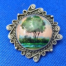 Arts & Crafts Enamel Butterfly Wing White Metal Brooch Charles Varley? Mott? 