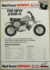 HONDA Z50R-A Motorcycle Sales Specification Leaflet 1980