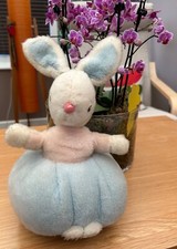 Vintage Plush Merrythought Cute Pink and Blue Bunny Rabbit with jingle Jangle!