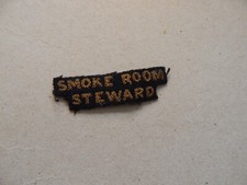 British Merchant Navy 1940's Smoke Room Steward Bullion Title Badge  WB