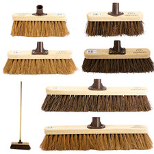 Outdoor Broom Head with Handle Garden Yard Heavy Duty Soft Hard Stiff Sweeping