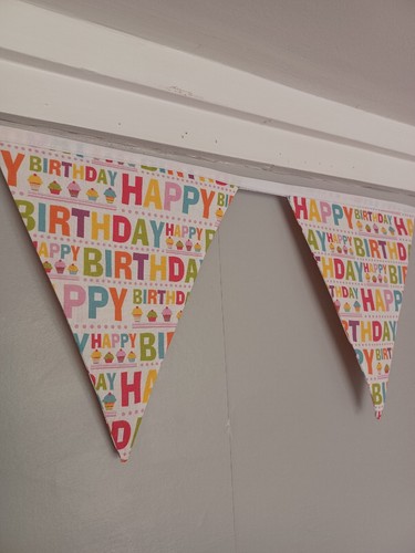 Happy birthday bunting fabric - happy, bunting,