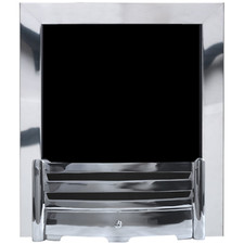 REPLACEMENT GAS FIRE POLISHED CHROME CAST IRON 16" FRET 3 PIECE MAGNETIC TRIM 