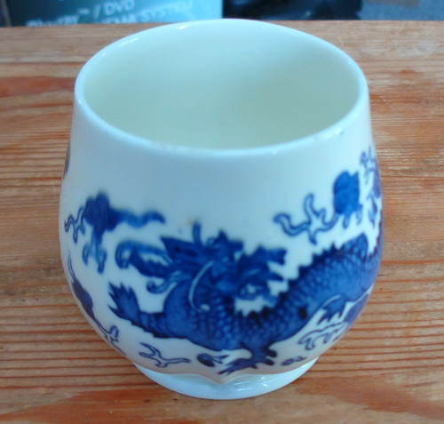 Vintage blue white dragon - blue, &
