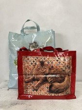 Vintage Oil Cloth Cotton PVC Shopper Tote Bag Cats Lesley Anne Ivory  Past Times