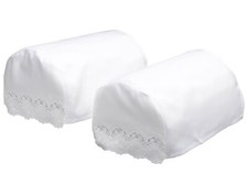 Decorative Floral Trim Round Arm Cap Pair Sofa Furniture Cover White (SECONDS)