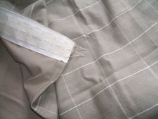 THICK LINED MINK BROWN CHECKED WOOL SHORT CURTAIN  48" LONG X 46" FREE POST