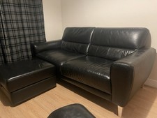 ITALIAN BLACK LEATHER SETTEE