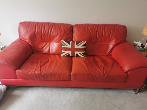 Leather sofa seater - leather, 3-seater