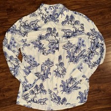 TopShop Women’s Viscose Blouse Tiger Jungle Theme  Tunic Workwear Button Up Sz 8