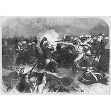 INDIAN MUTINY Fight in the Lines Before Delhi - Antique Print 1857