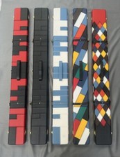 Snooker Pool Cue Case 3/4 Joint Cues Faux Leather Diamond Patch Rosetta Sports