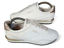 Cruyff Leather Trainers Sneaker UK 7 White/Gold Calcia Low Top Football Inspired