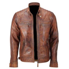 Mens Biker Quilted Vintage
