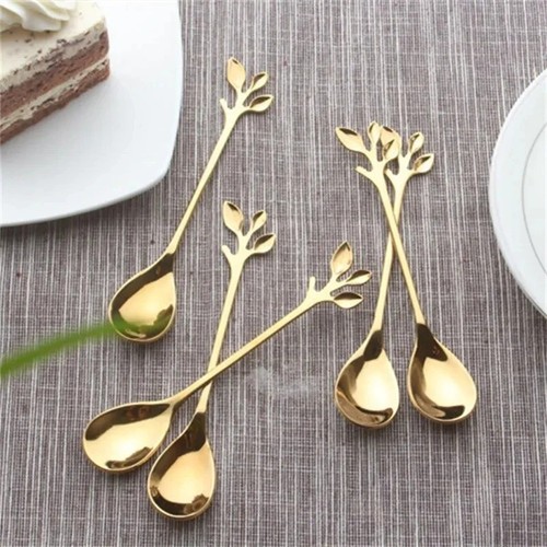 6pcs gold leaf stainless steel - gold,