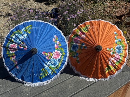 Pair vintage hand painted - pair,