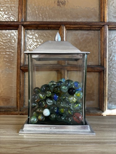 Vintage lidded glass jar - lidded,