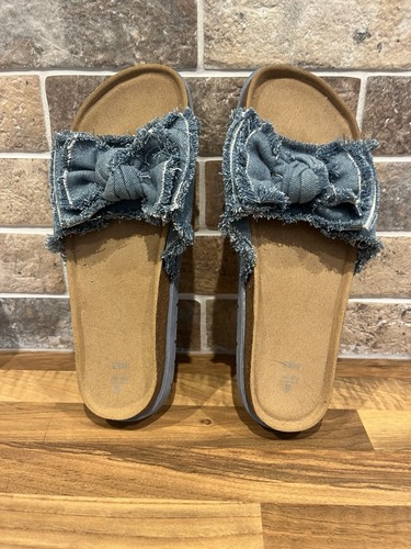 Denim bow detail sliders - denim,
